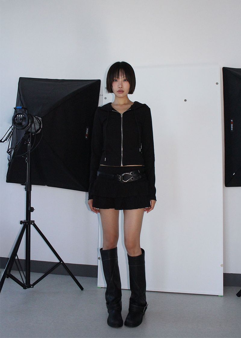 RIB SLIM HOOD ZIP-UP