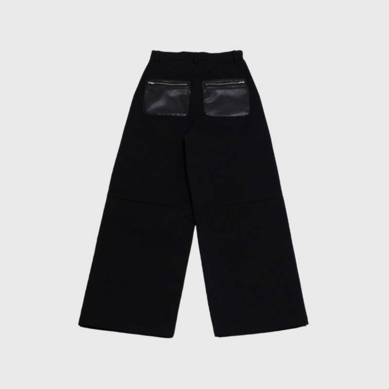 leather mix snap pants