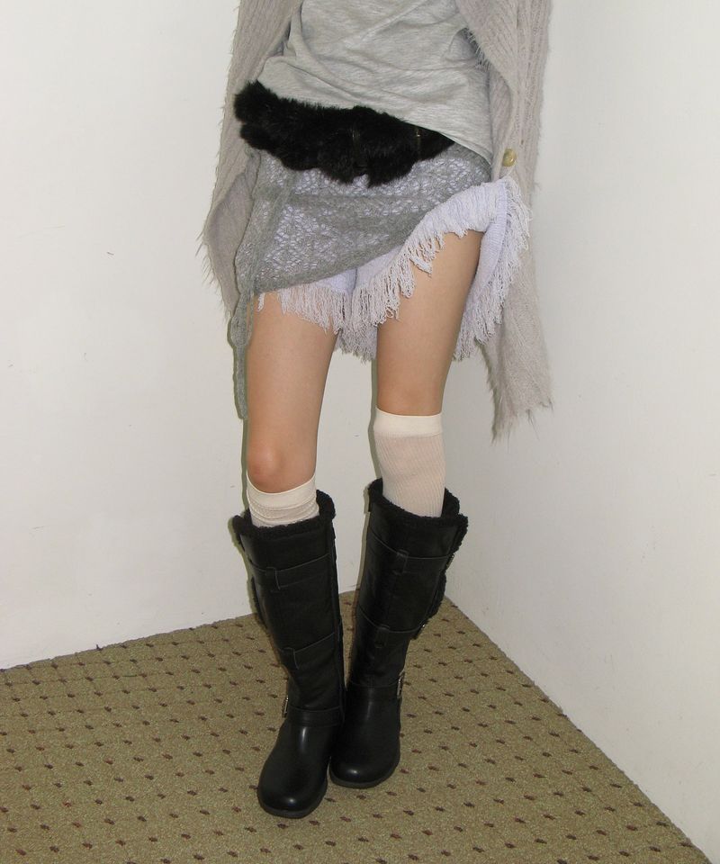 Ember 0034. Belted Fur Boots - 2colors