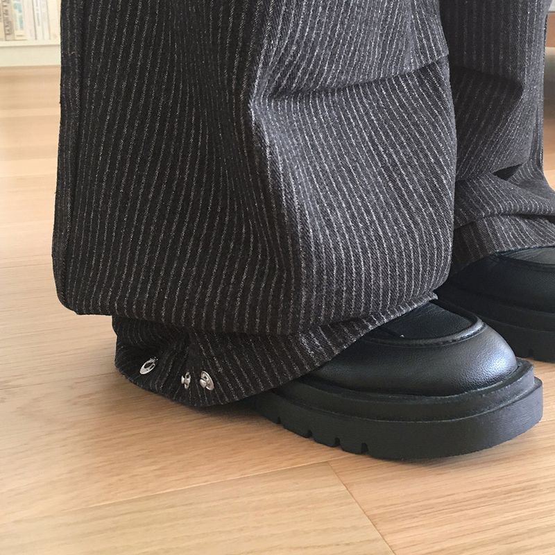 [MADE] Erson Stripe Snap Button Balloon Fit Denim Pants