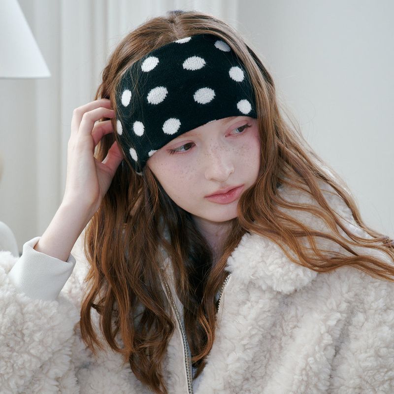ALLINCOMPLETE（オールインコンプリート）の「ドットパターンヘアバンド (ブラック)（ヘアアクセサリー）」