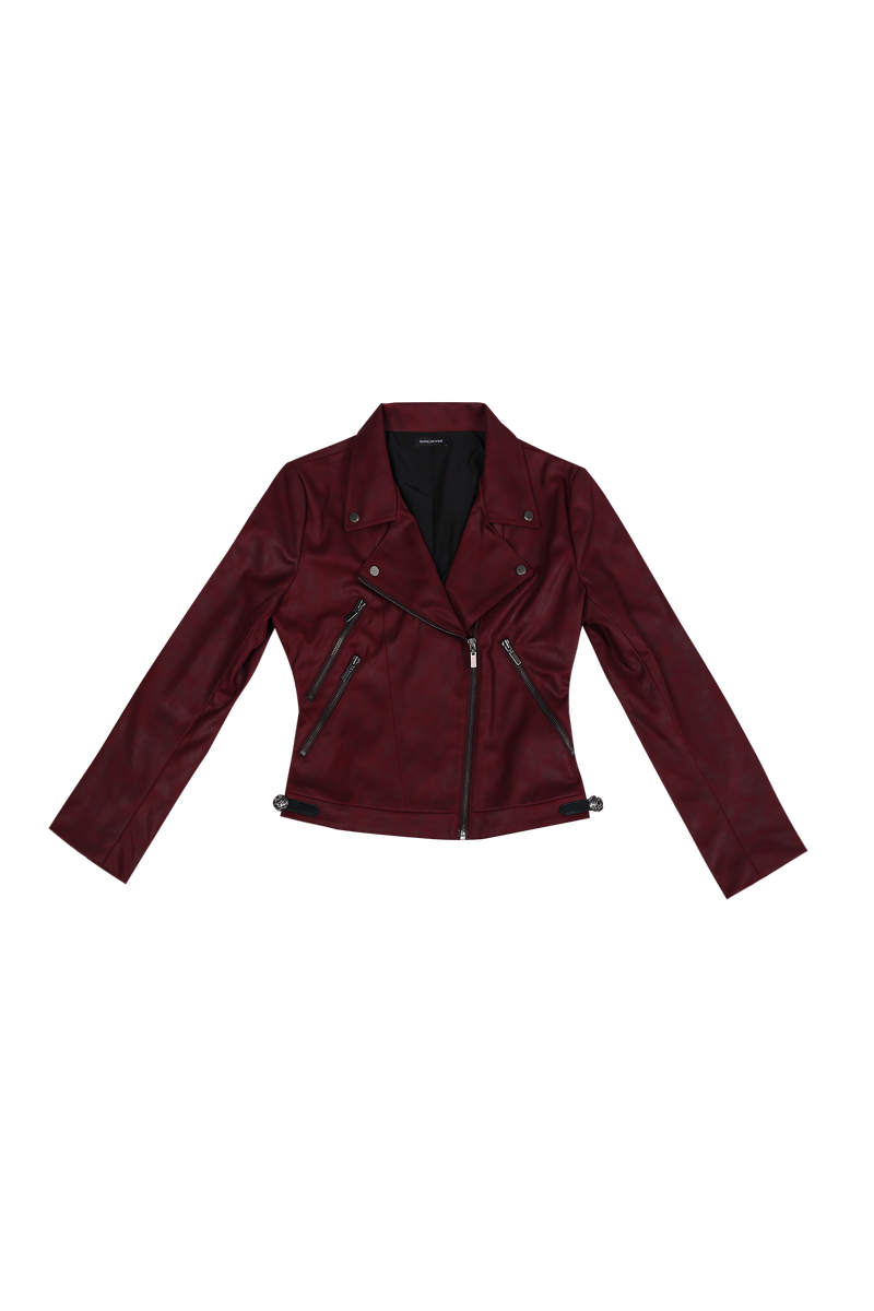ANTIQUE ROSE SLIM RIDER JACKET #SUEDE RED