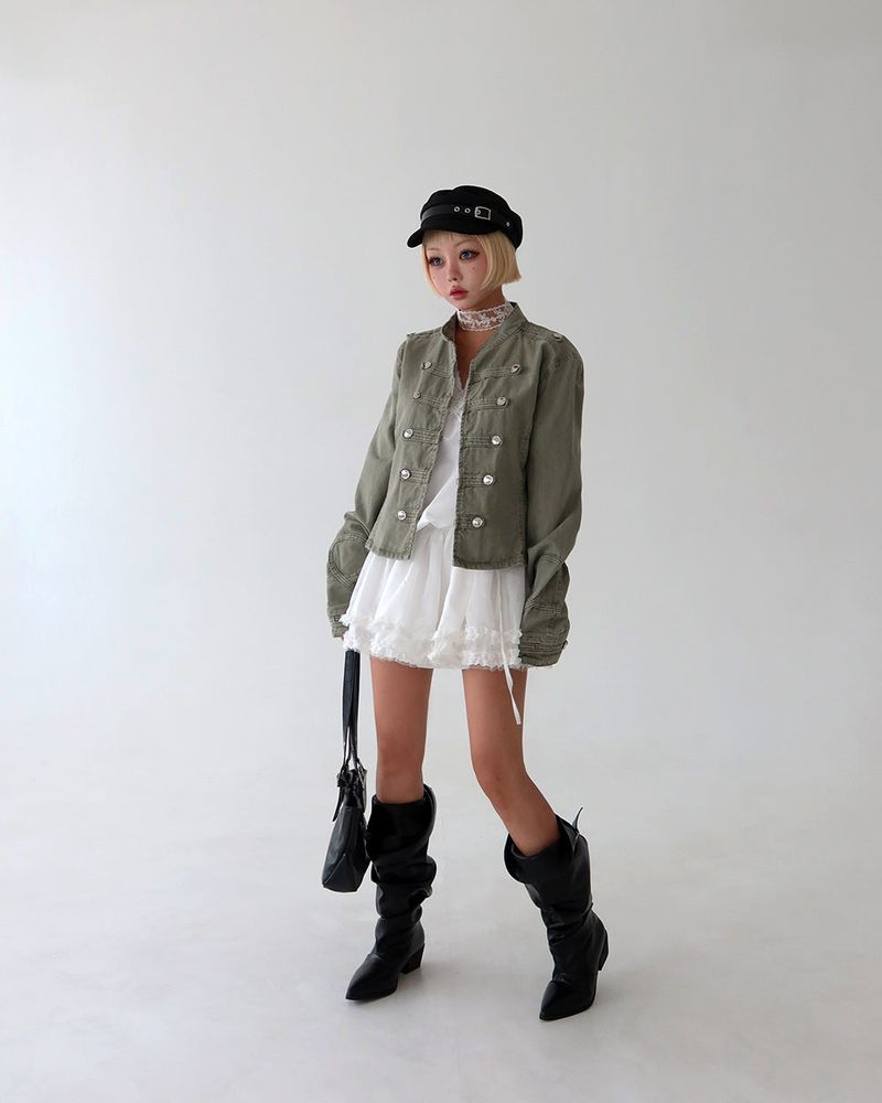 Napoleon Button Shoulder Straps Slim Jacket