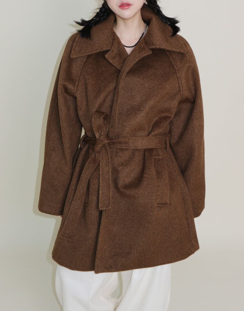 Belted Balmacan Single Alpaca Half Coat (Wool Coat/Winter Coat)