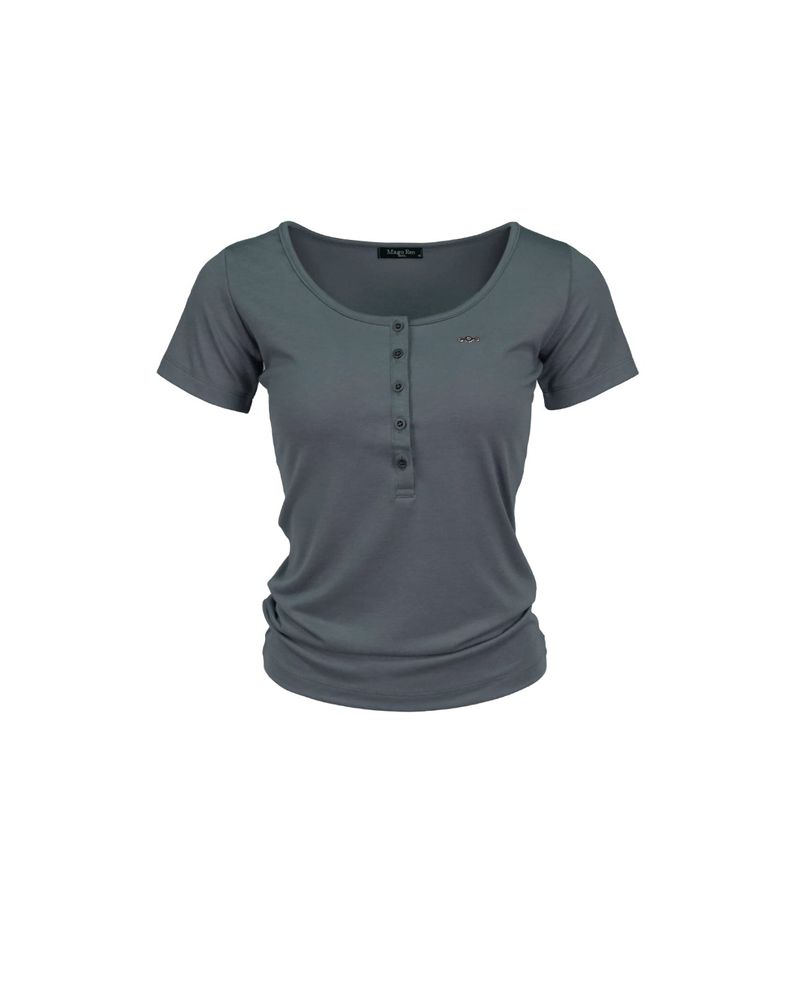 Metal Triclipse Henley Neck T-shirt Charcoal