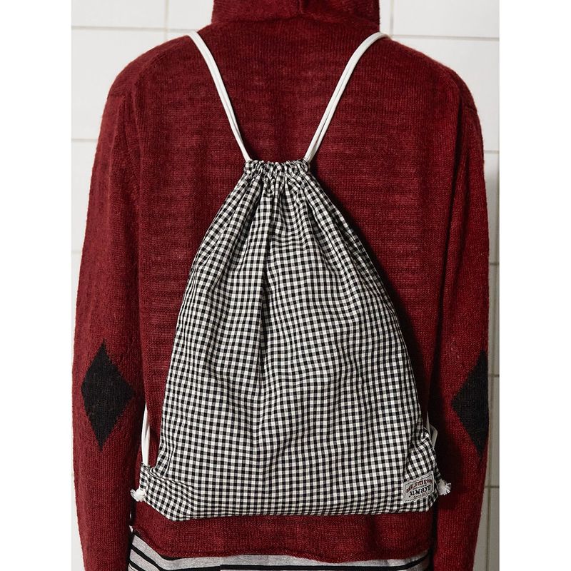 LOGO GINGHAM CHECK GYM SACK / BLACK