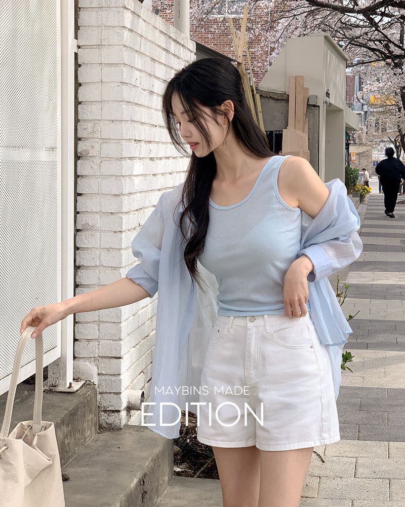 [MADE] Tencel shirt & sleeveless set
