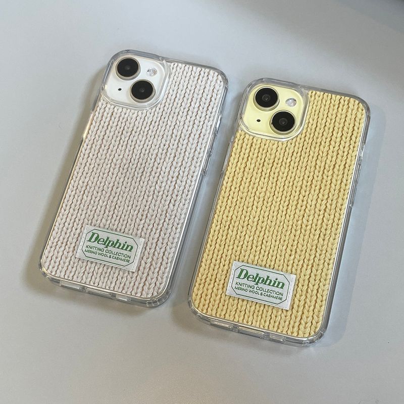 LABEL KNIT HARD JELL CASE_YELLOW