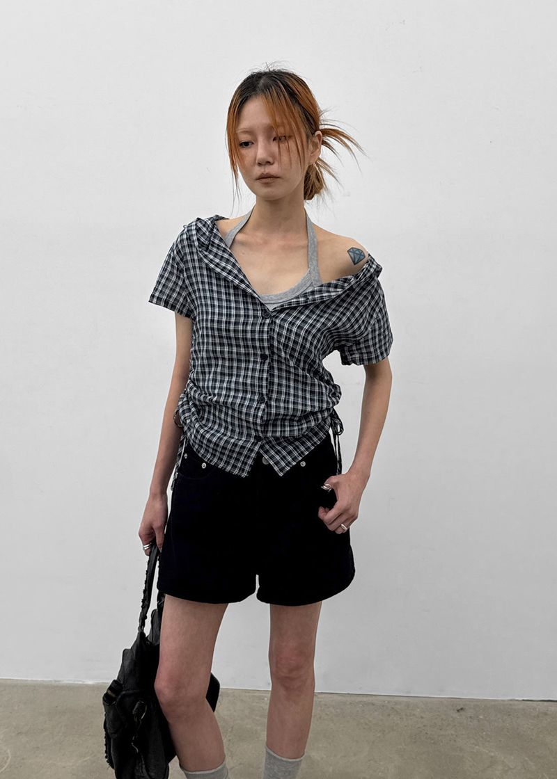 [MADE] Penco Check String Hooded Shirt