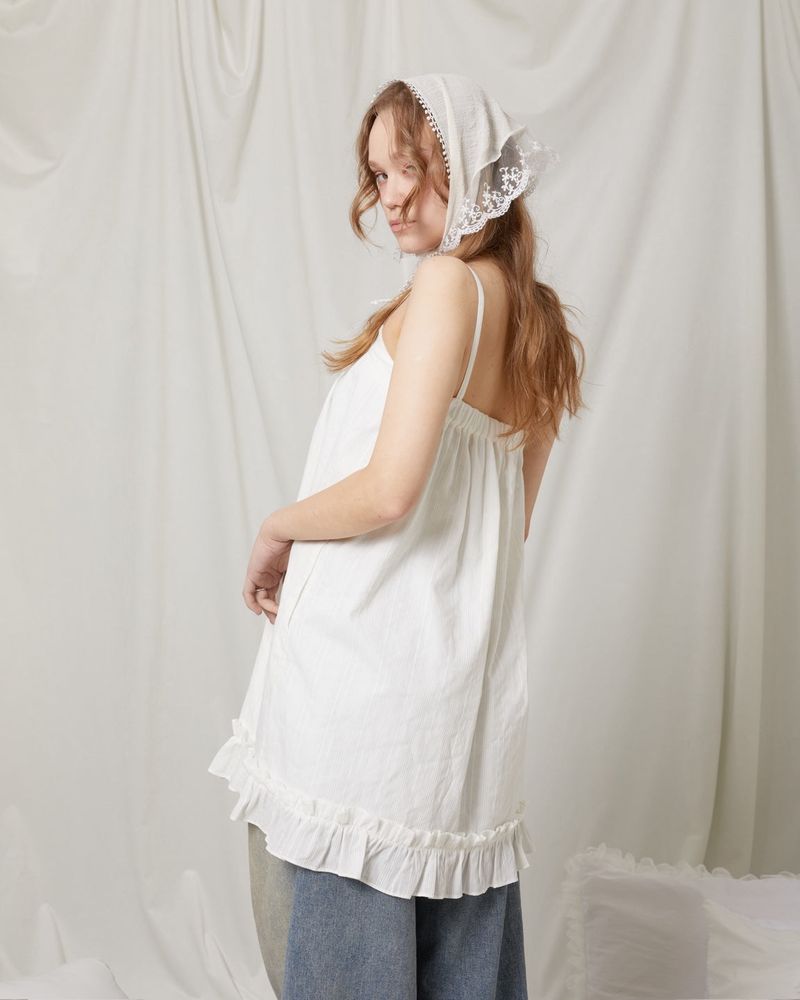 Fazed（フェイズド）の「Button-up ruffle dress / white（Dresses）」