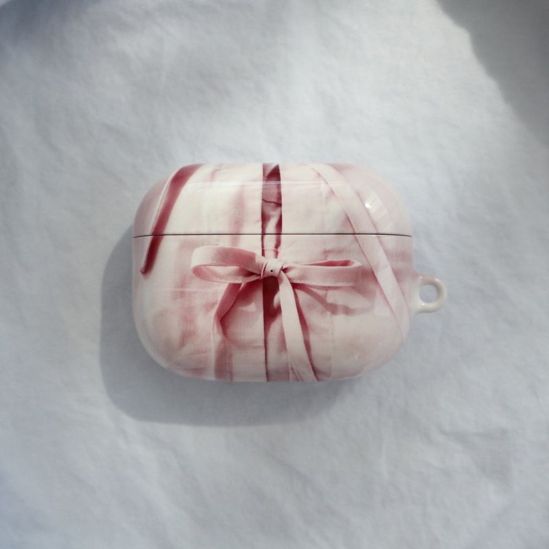 pink ribbon airpods case. (1&2, 3, pro1, pro2)