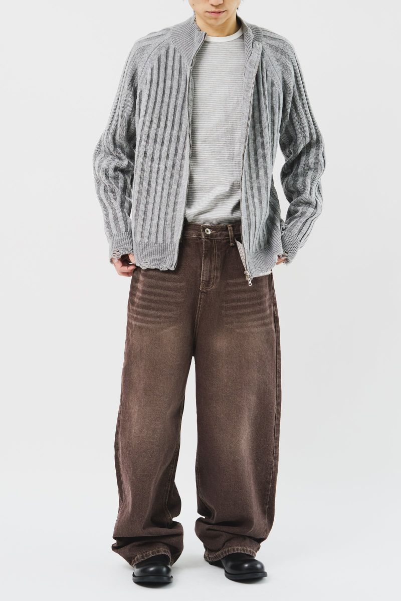 Sep Contrast Knitted Zip Up (3color)