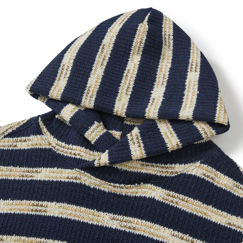 Multi striped knit hoodie / Navy