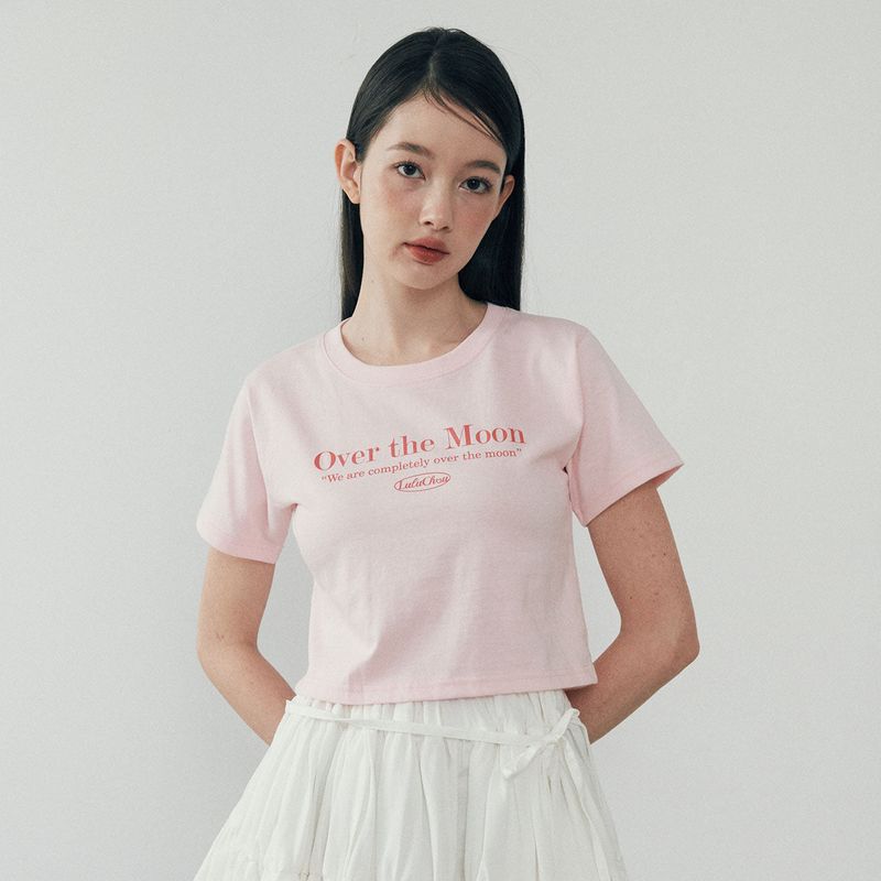 Moon Crop T-shirt - GLOW PINK