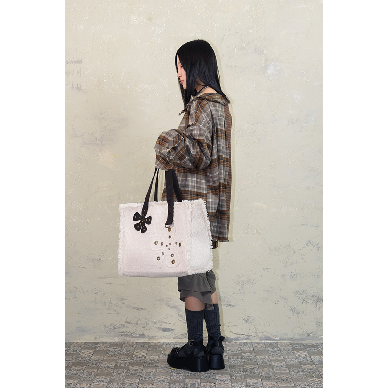 FLOWER TWEED BAG