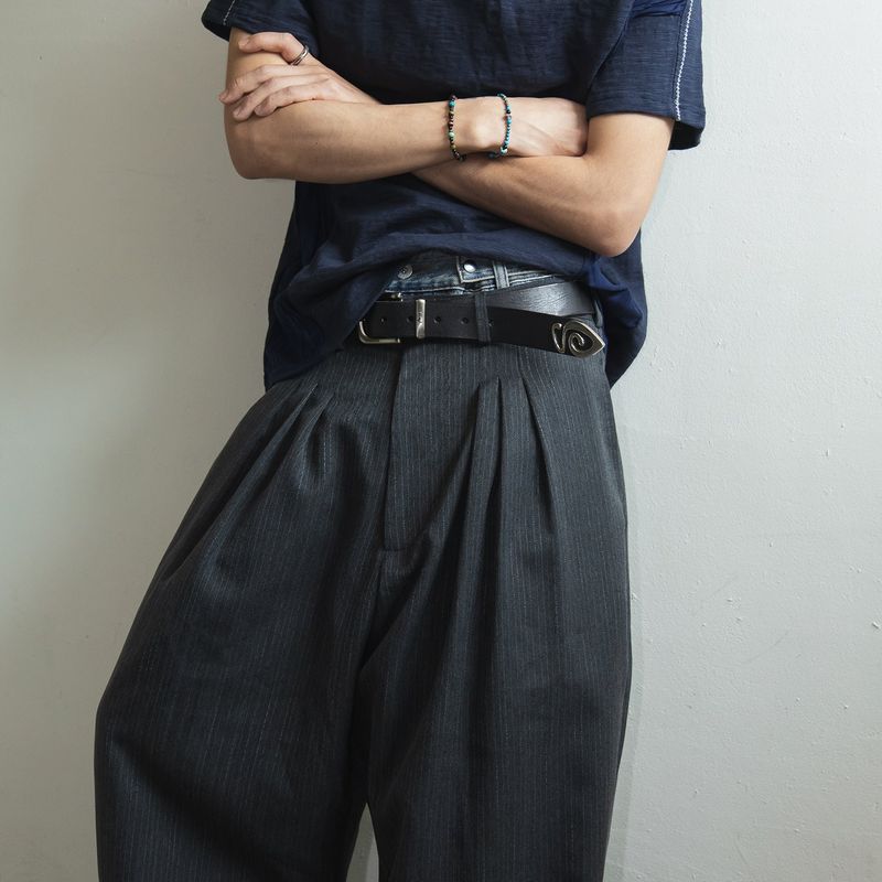 Herringbone pleat pants / Charcoal