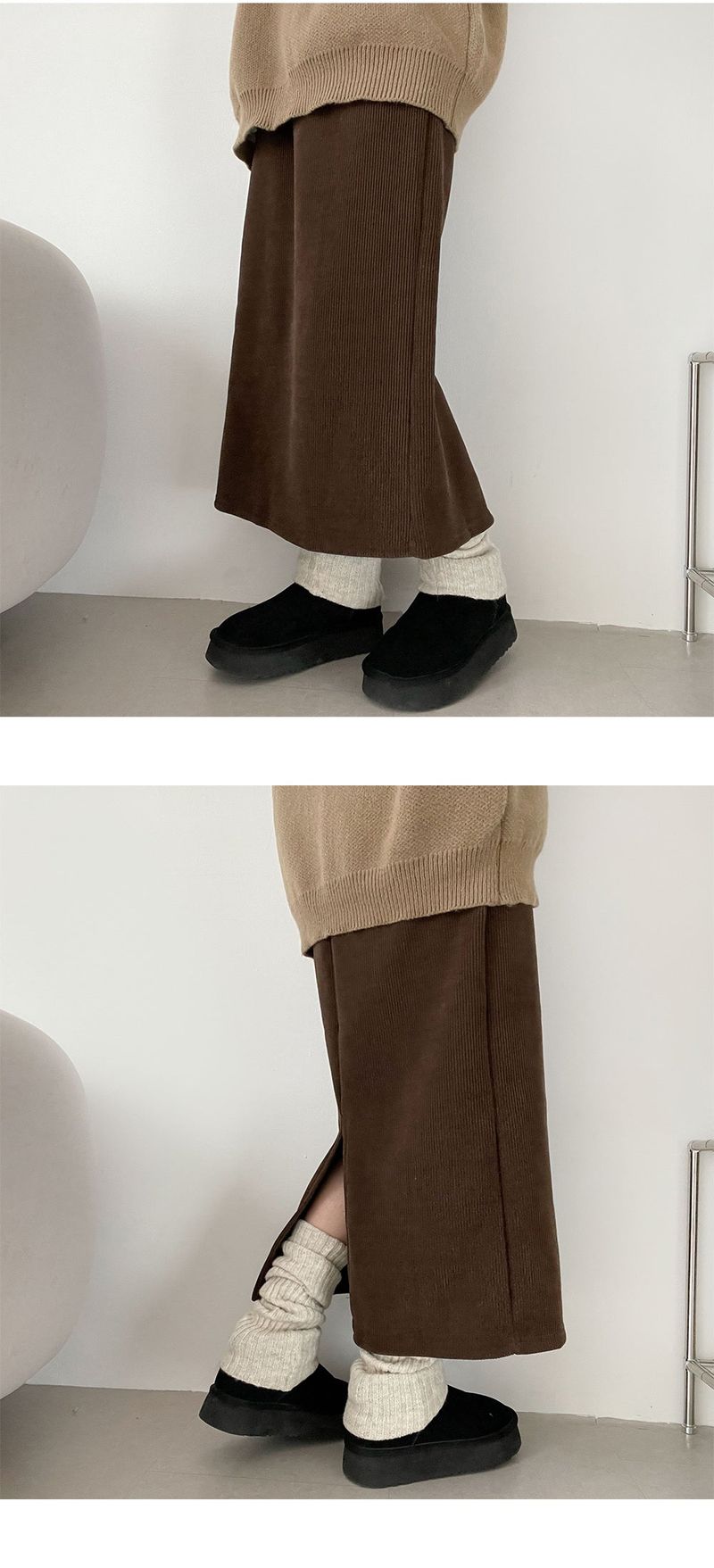 [Fleece] Tayo Back Slit Corduroy Skirt