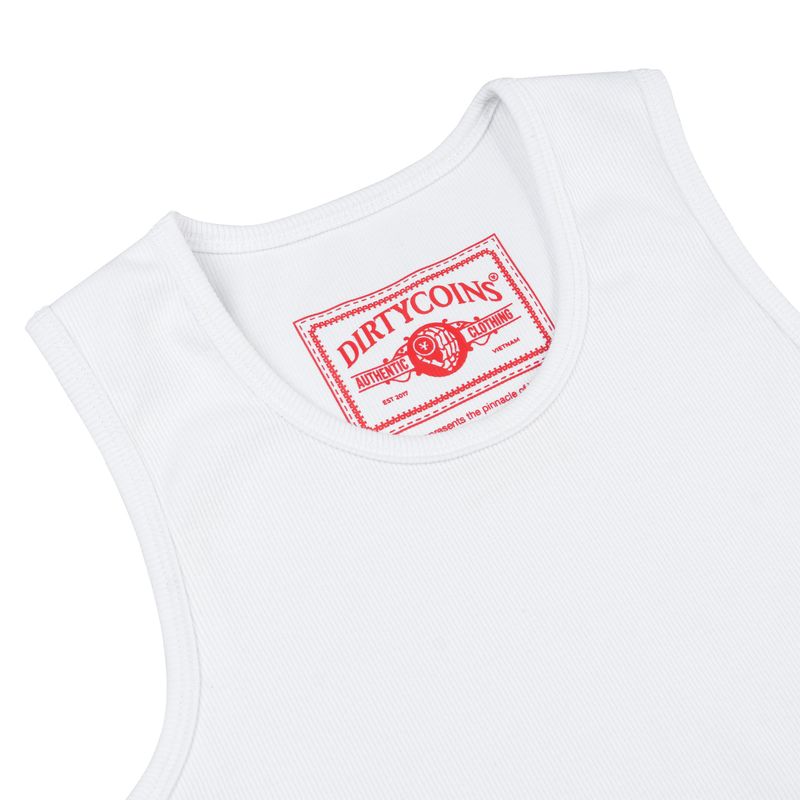 DirtyCoins Printed Label Tank Top White
