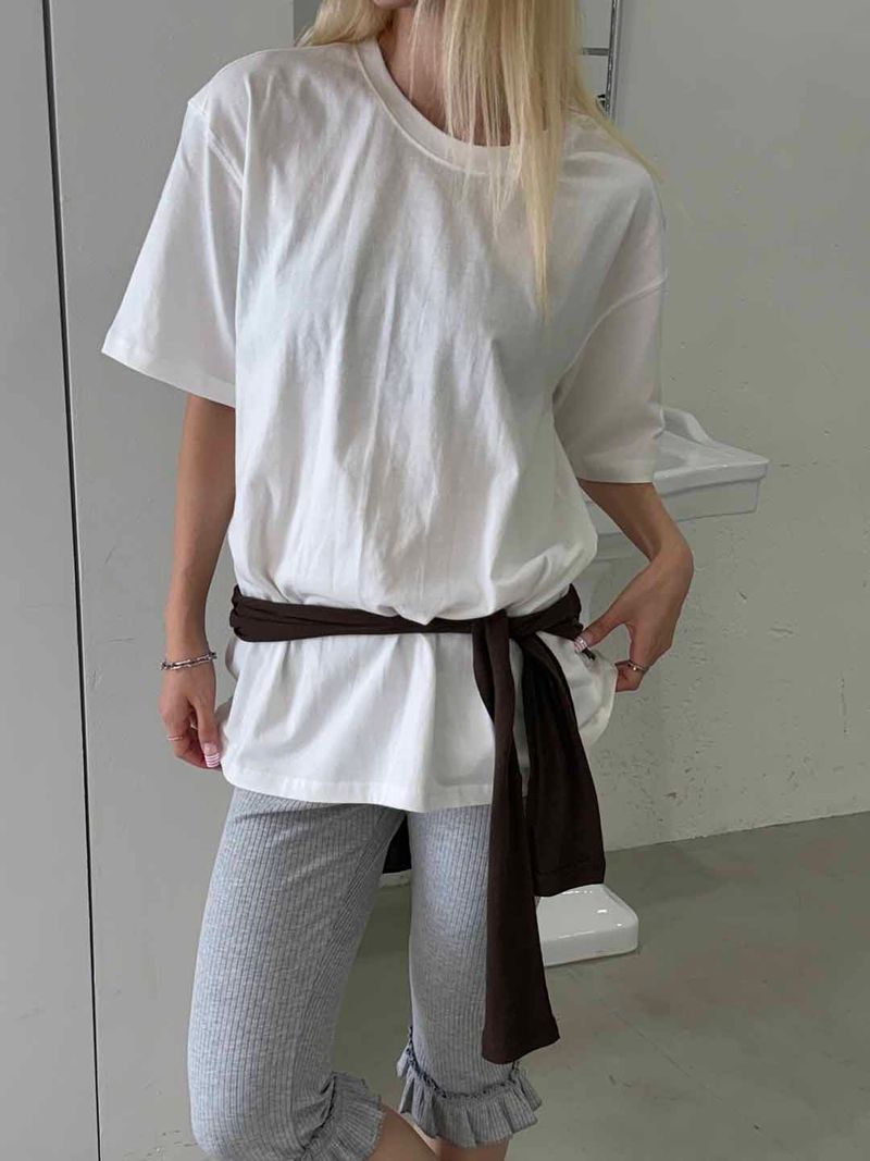 Back eyelet over fit t-shirts(3color)