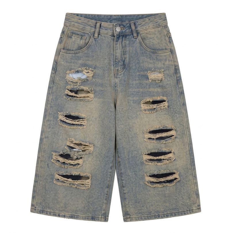 Terran Wide Distressed Bermuda Denim Pants