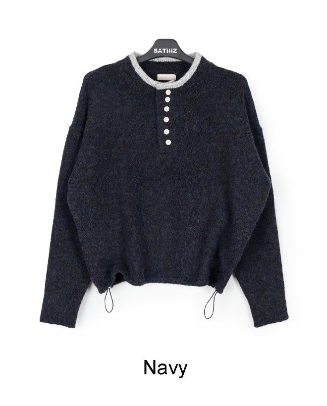 Rained color matching henley neck knit