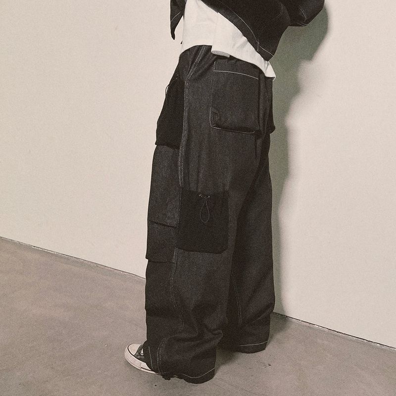reverse Terry Pocket Denim Pants_black