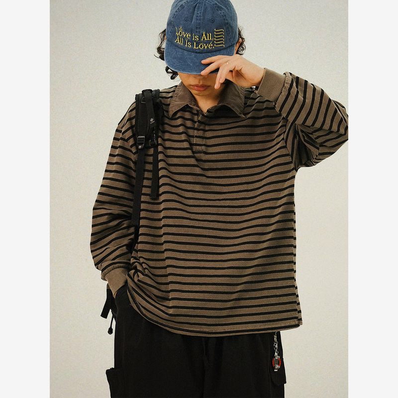 SEMIKAJI(セミカジ)の「AN Pigment Stripe Collar T(Tops)」
