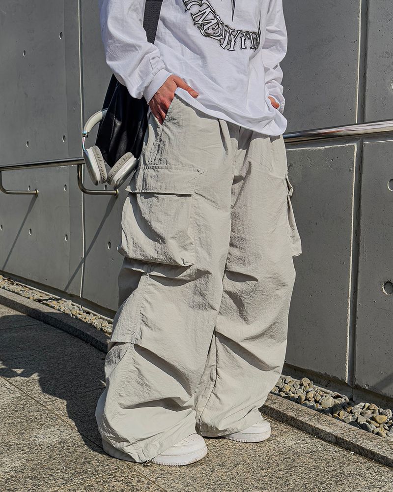 Bake Wide Cargo Pocket Nylon Pants
