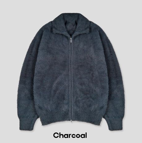 Neville two-way angora knit zip-up