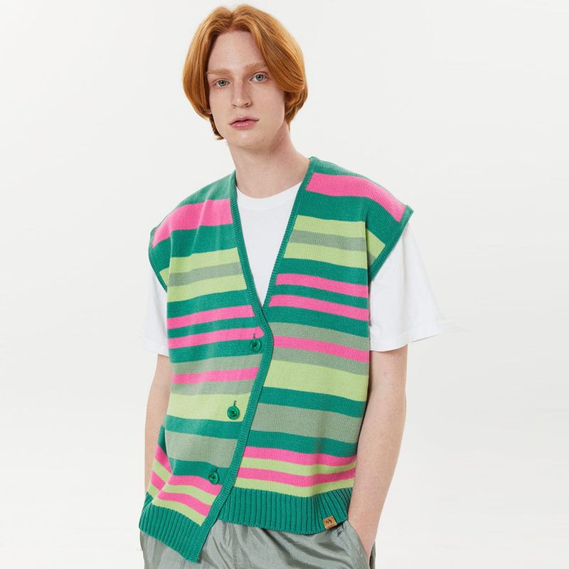 Unbalance stripe vest