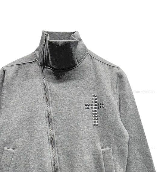 Tay Cross Stud Unbalanced Zip-Up