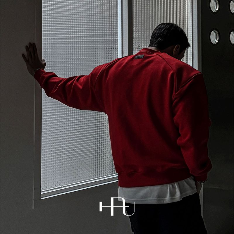 [HFORUS MADE]Layer Shoulder Sweatshirt IN RED