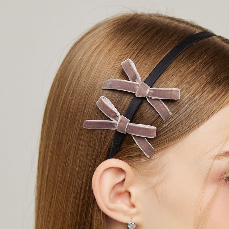 Velvet Mini Ribbon Hairband _ Cocoa