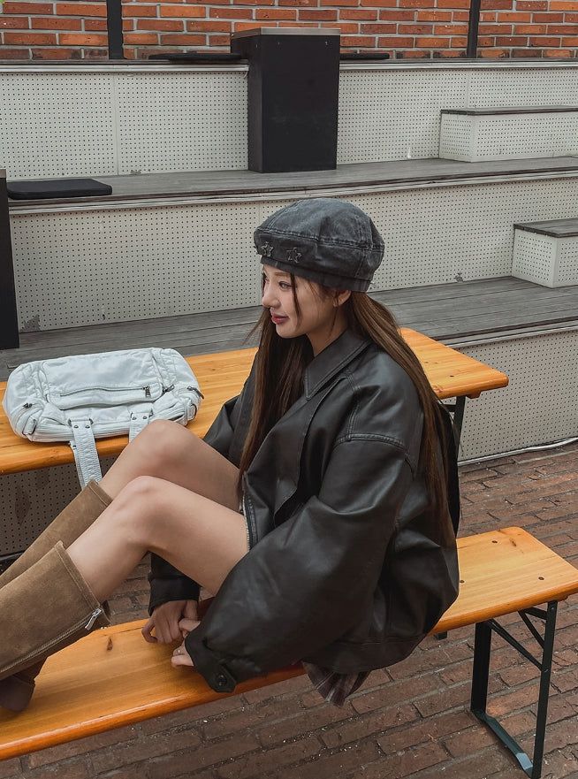 Onta cut leather bomber jacket