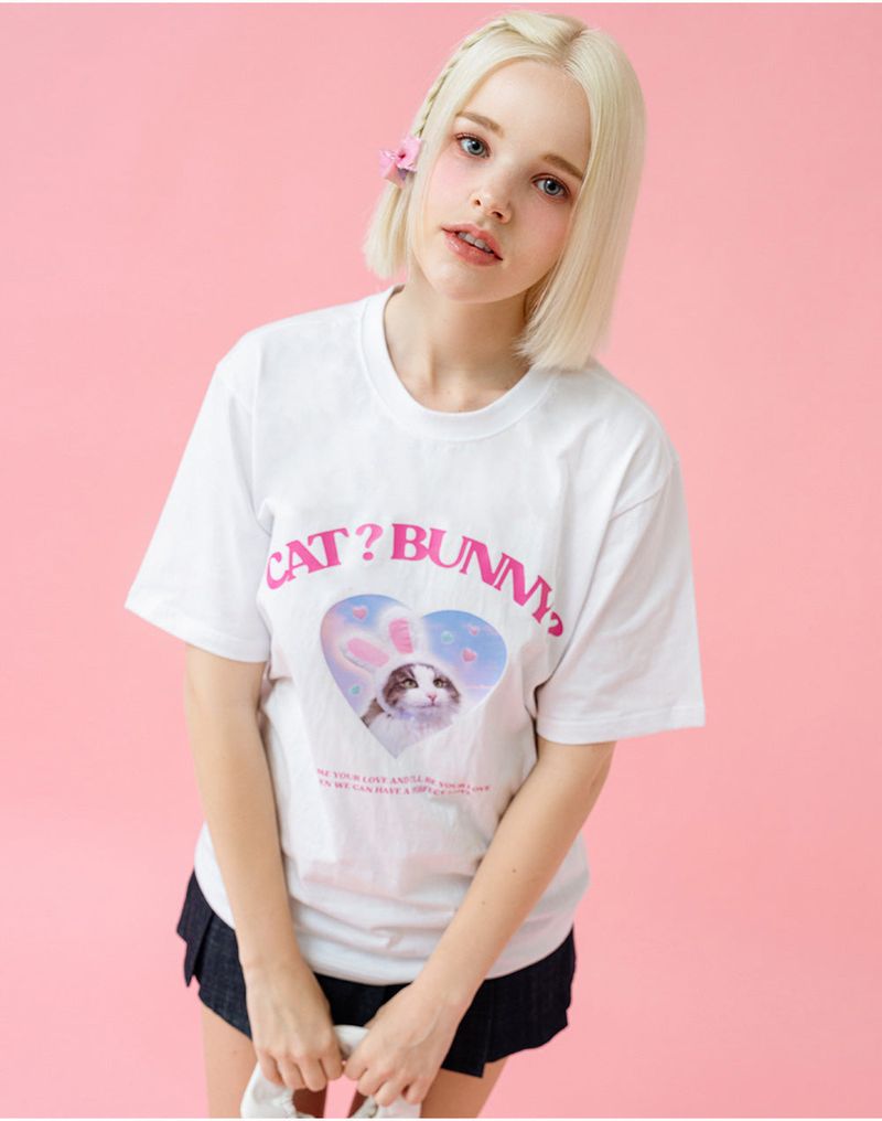 CAT&BUNNY T-SHIRT [3COLOR]