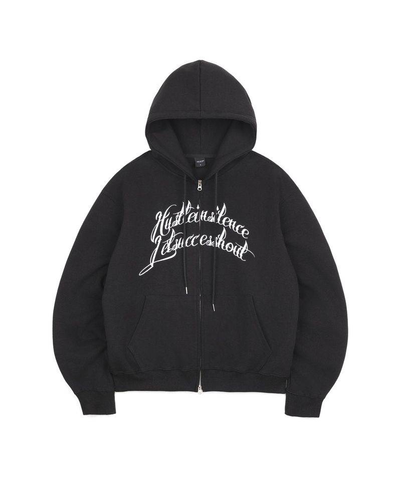 EASY NO EASY(イージーノーイージー)の「Front Lettering Hooded Zip-Up - Black(Tops)」
