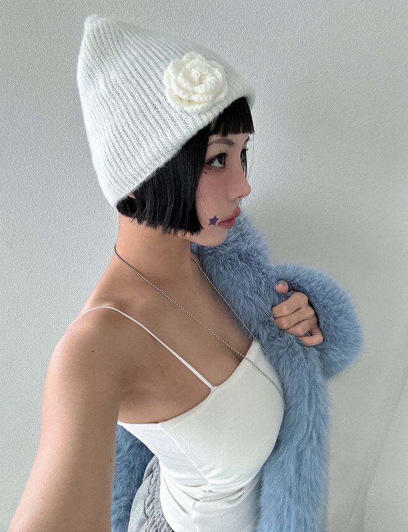 Pastel collar fake fur jacket
