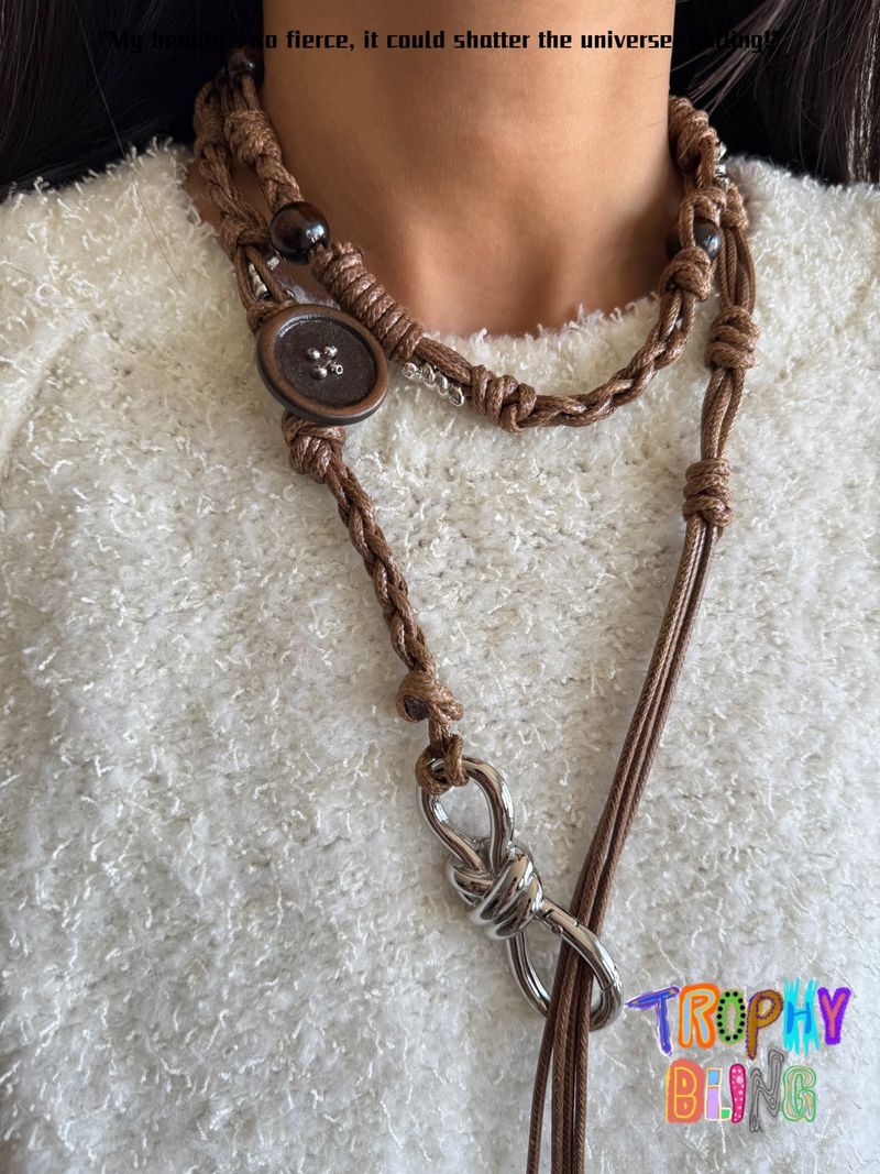 Brown Braided Rope Waist Necklace