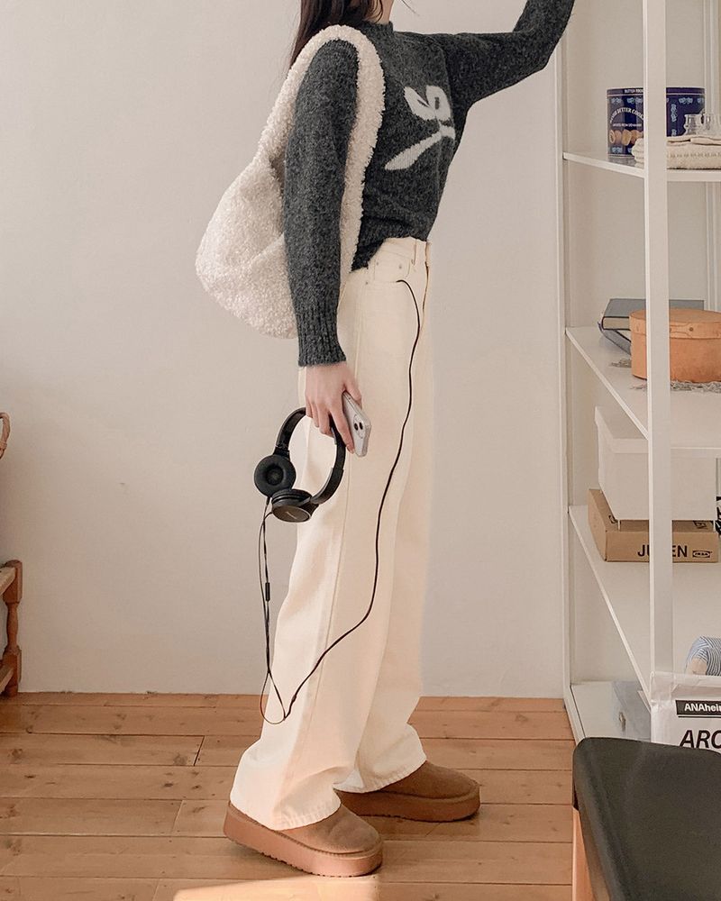 Fleece wide pants