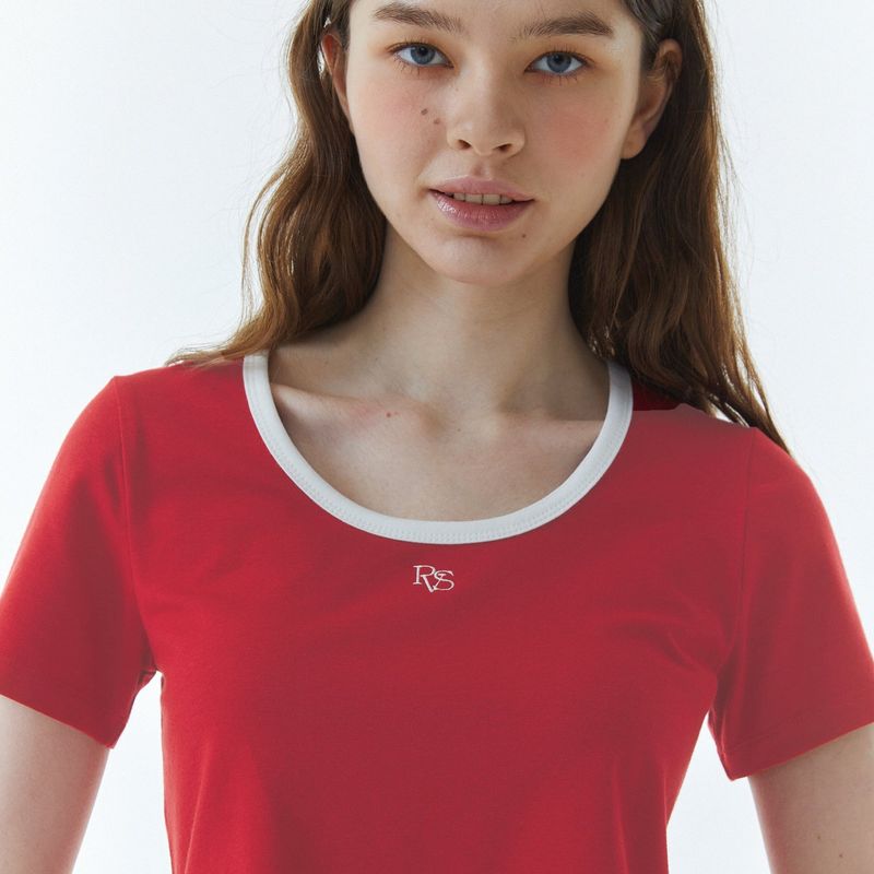 RVS Ringer Crop T-Shirt Red