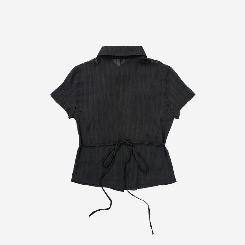 ASYMMETRIC STRIPE SHIRTS [BLACK]