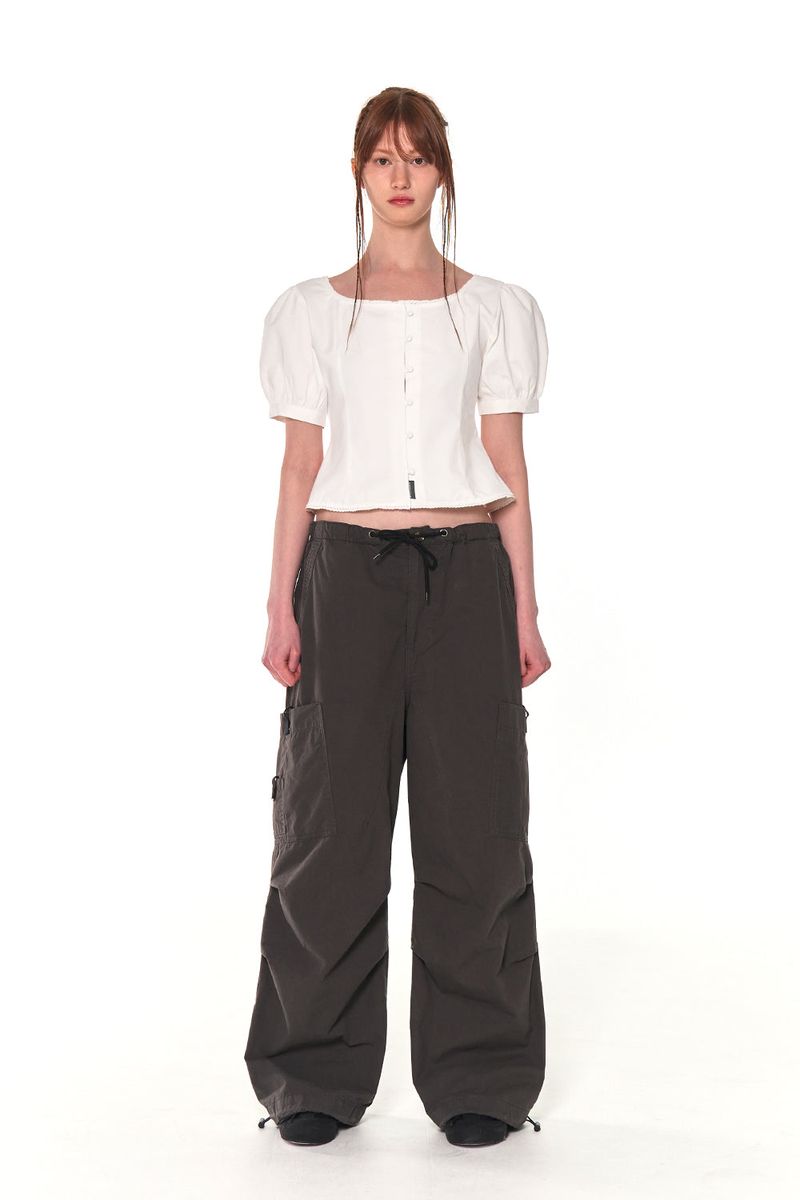 PUFF BUTTON BLOUSE (WHITE)
