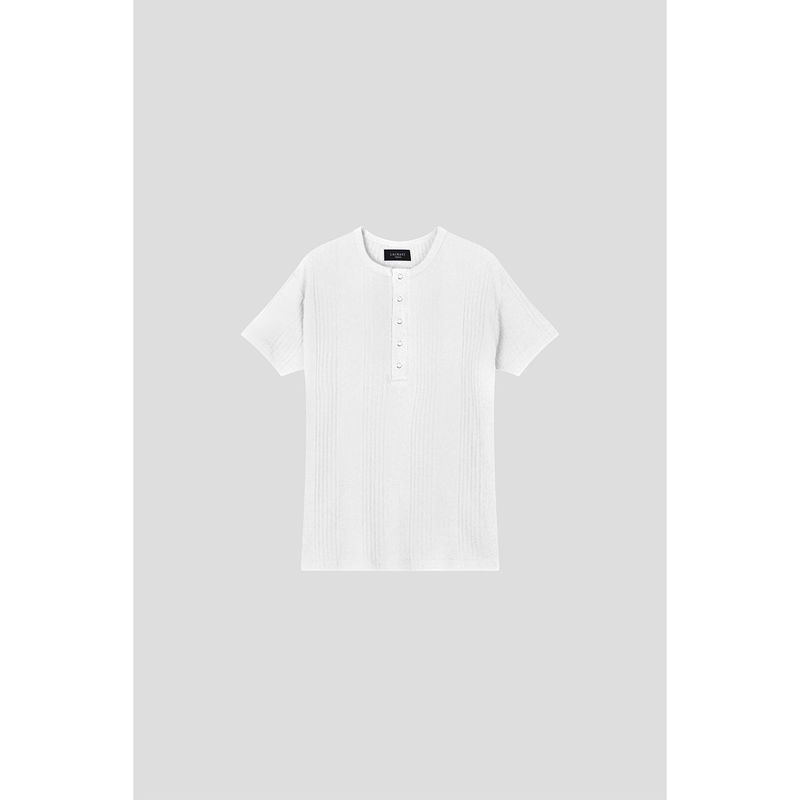 High ribbed henry neck half sleeves(Ivory)