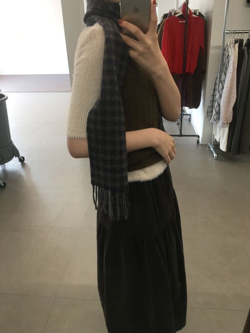 [MD Pick]Fine wool check muffler (6color)
