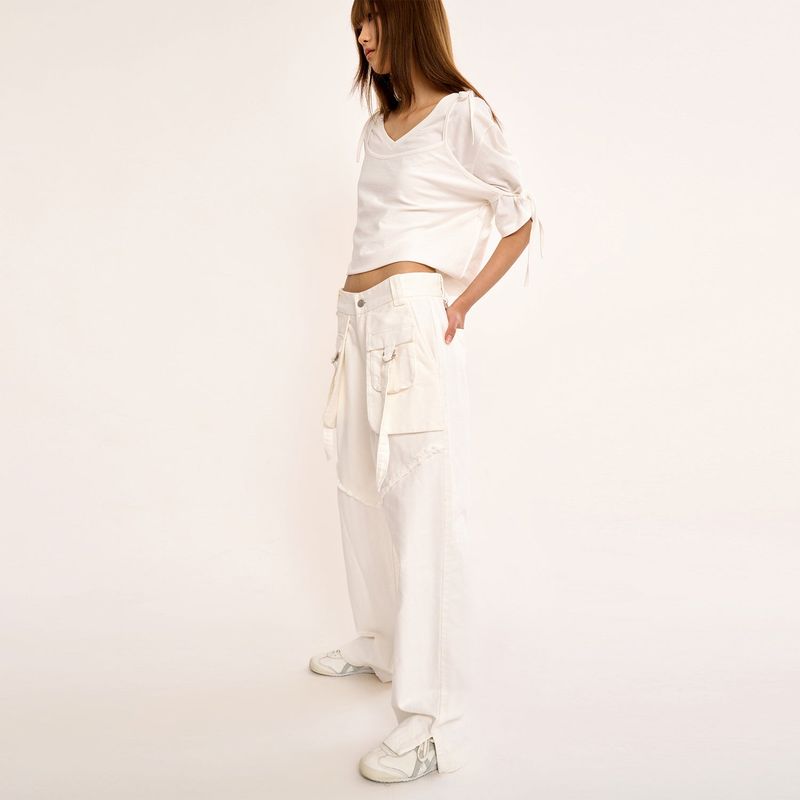 Layered Pocket Pant - White