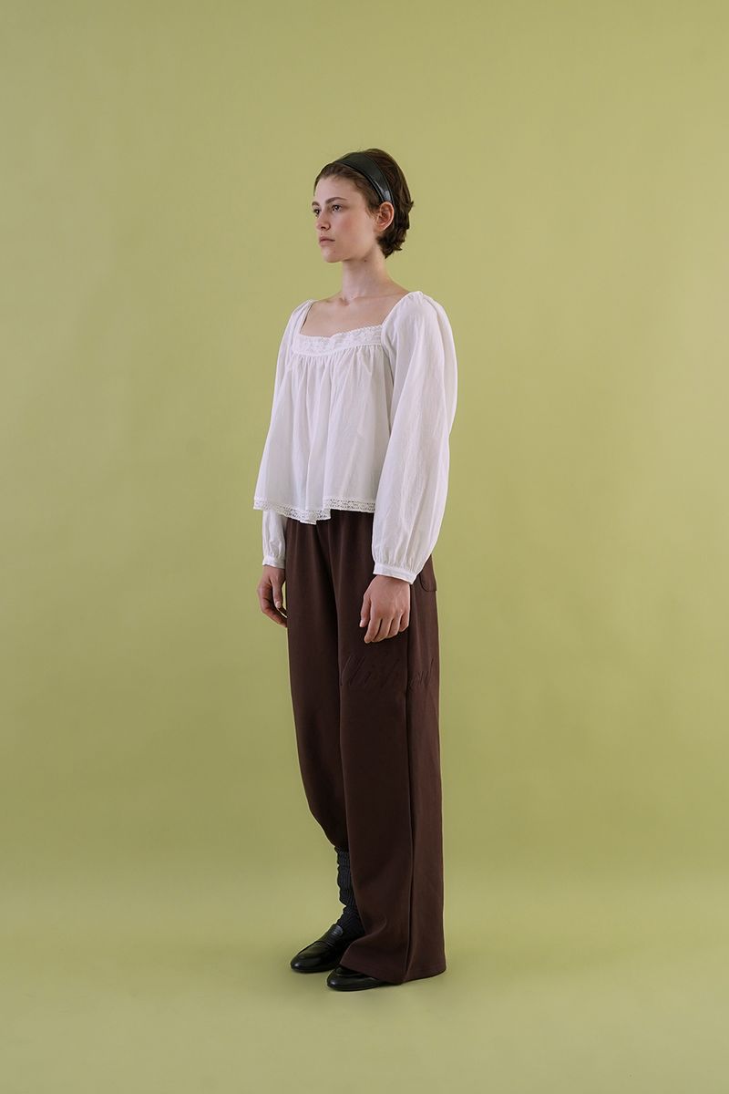 Lettering sweat pants_brown