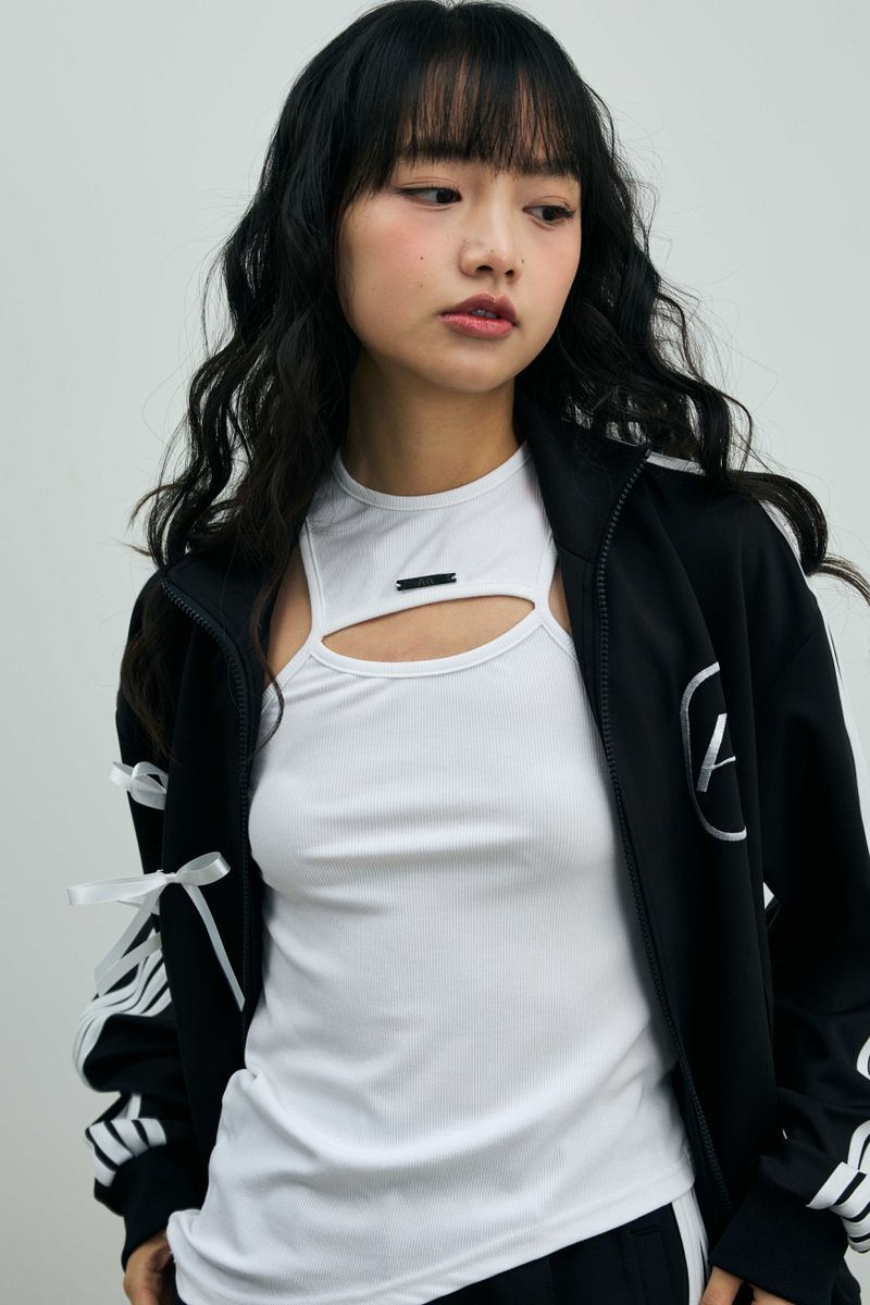 A RIBBON TRACK TOP / BLACK