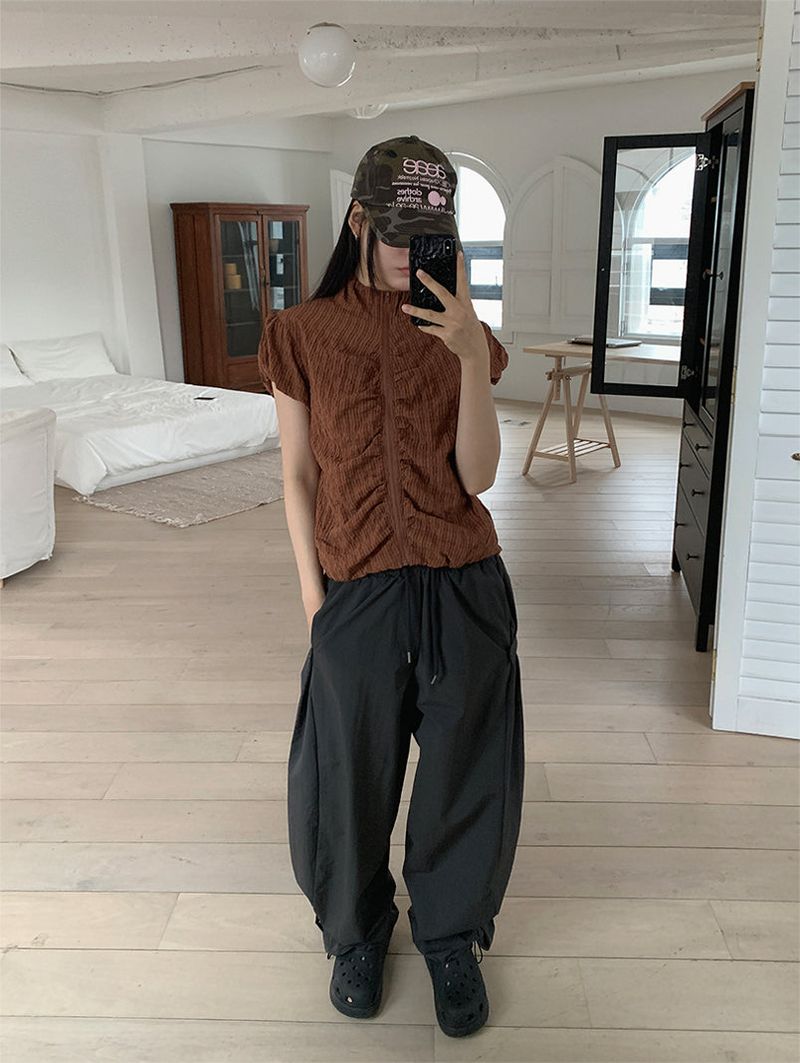 NYLON BIJO SNAP BUTTON PANTS (4C)