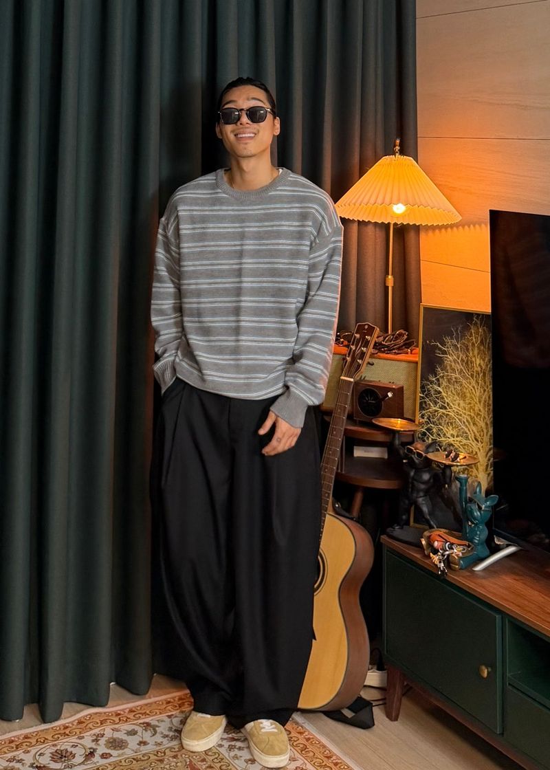 Reverse stripe knit 2COLOR