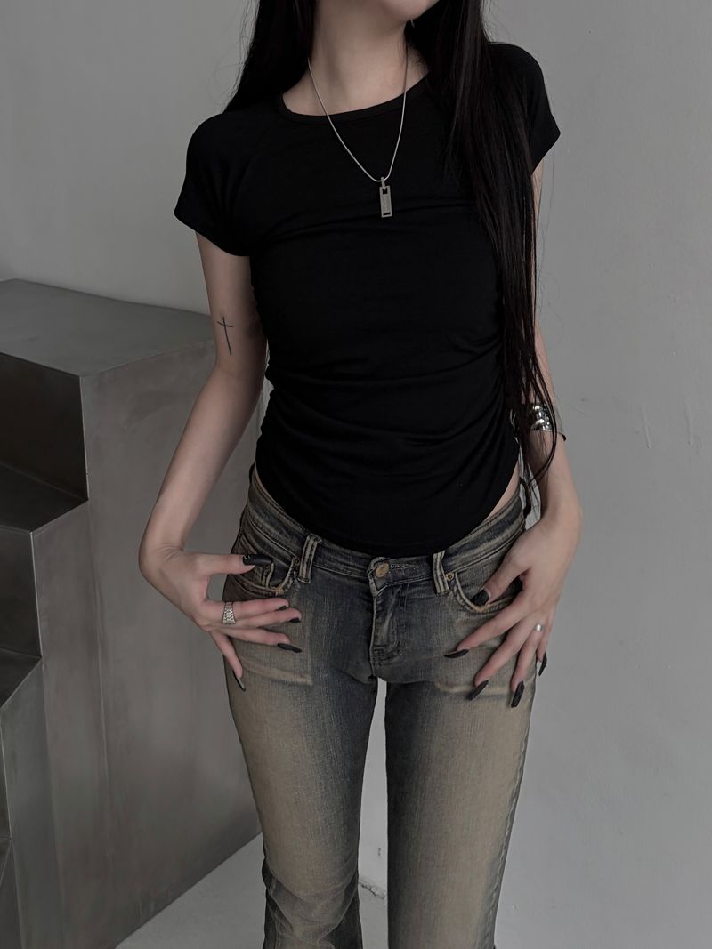 basic shirring short sleeve (2color)